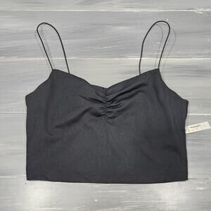 Madewell Flex Sweetheart Crop Tank Top Large Black